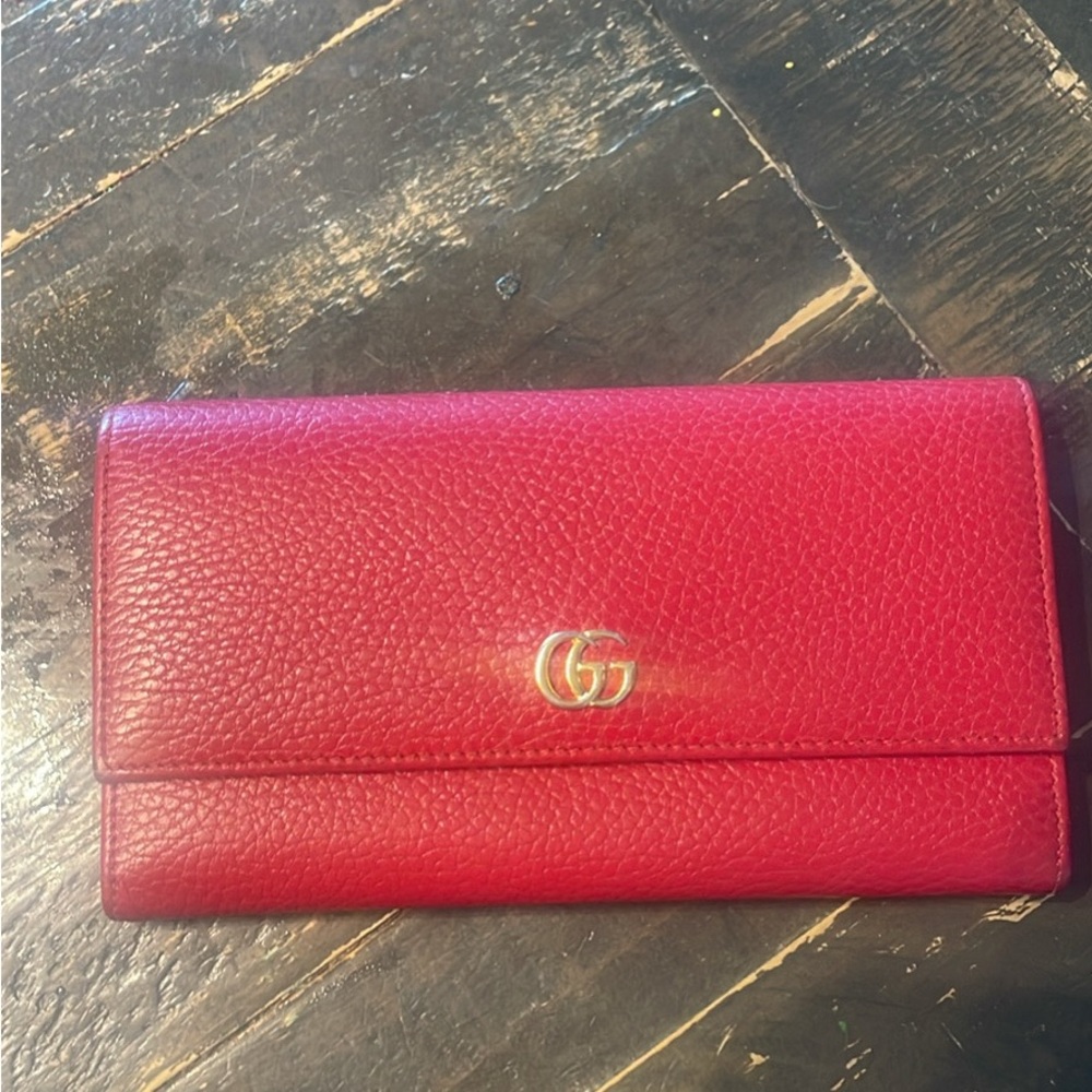 Gucci red Leather Marmont wallet